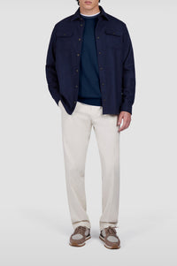 Riviera round-neck wool jumper - Blue check