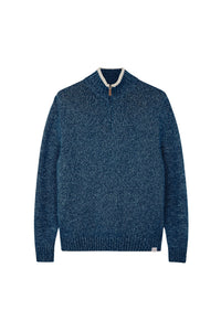 Pull à demi-zip en laine - Intrecciato Blu & Grigio