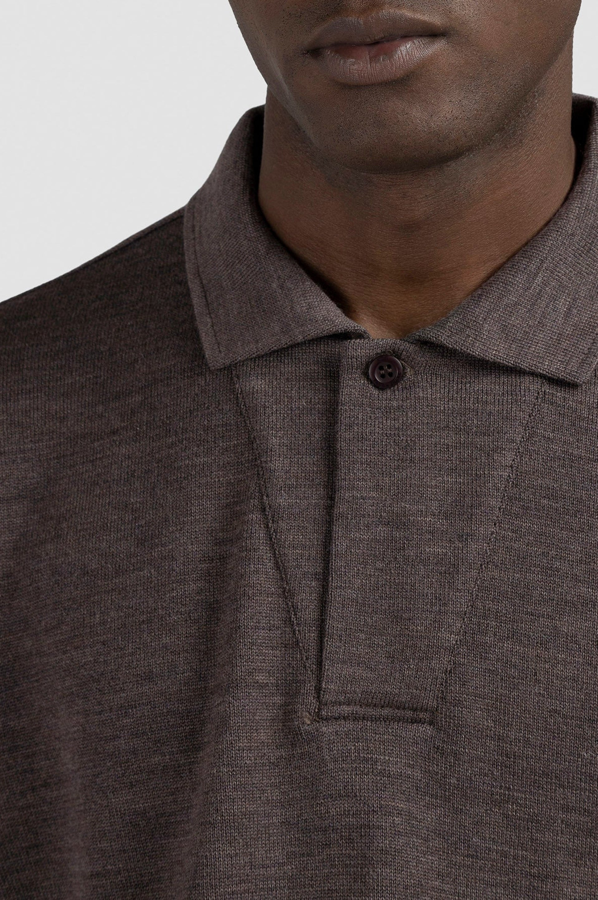 Wool-knit polo shirt - Pepper
