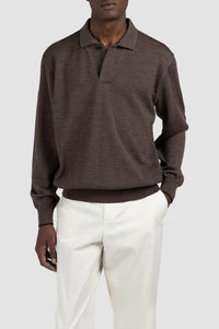 Wool-knit polo shirt - Pepper