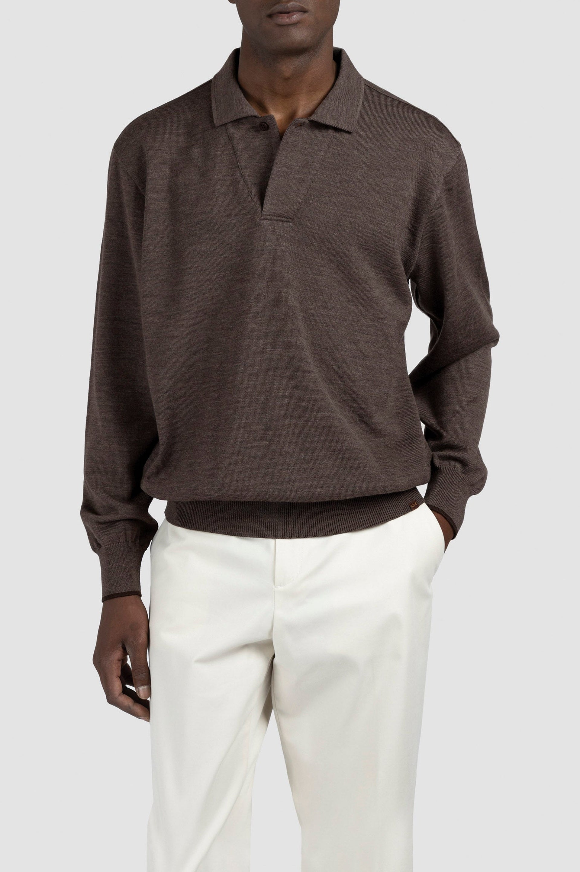 Wool-knit polo shirt - Pepper