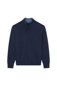 Pull à demi-zip en laine - Bleu damier