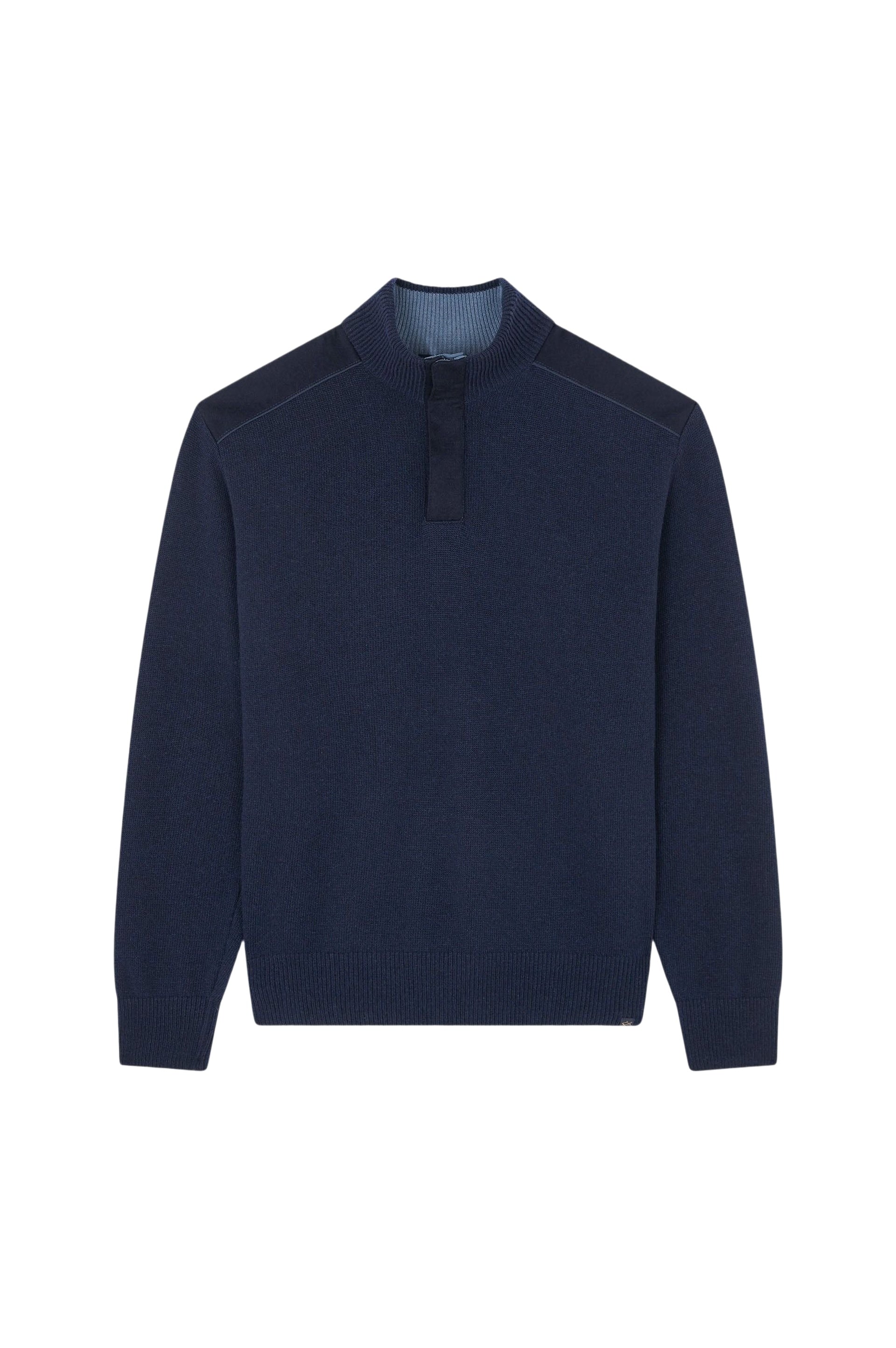 Pull à demi-zip en laine - Bleu damier