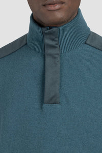 Pull à demi-zip en laine - Turquoise