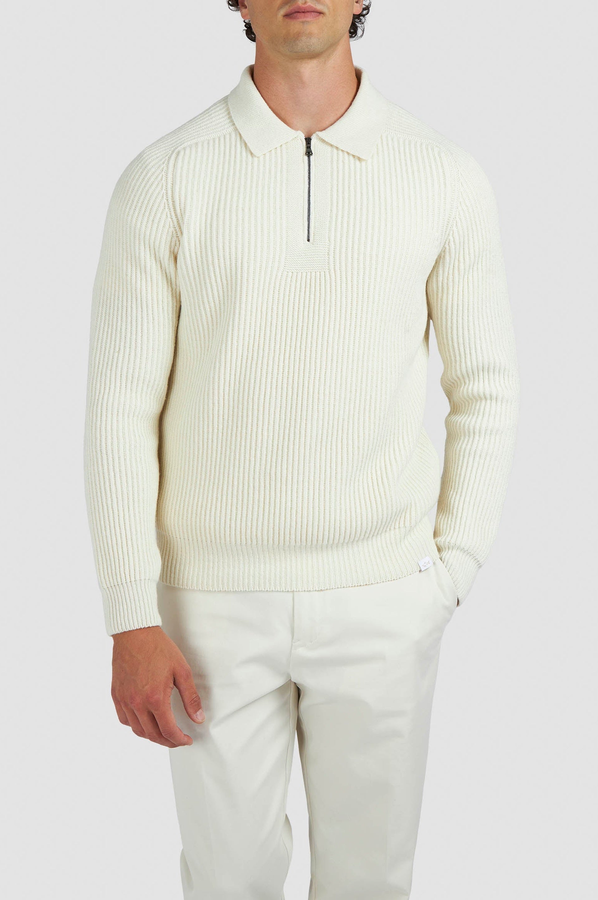 Polo en maille en laine - Blanc
