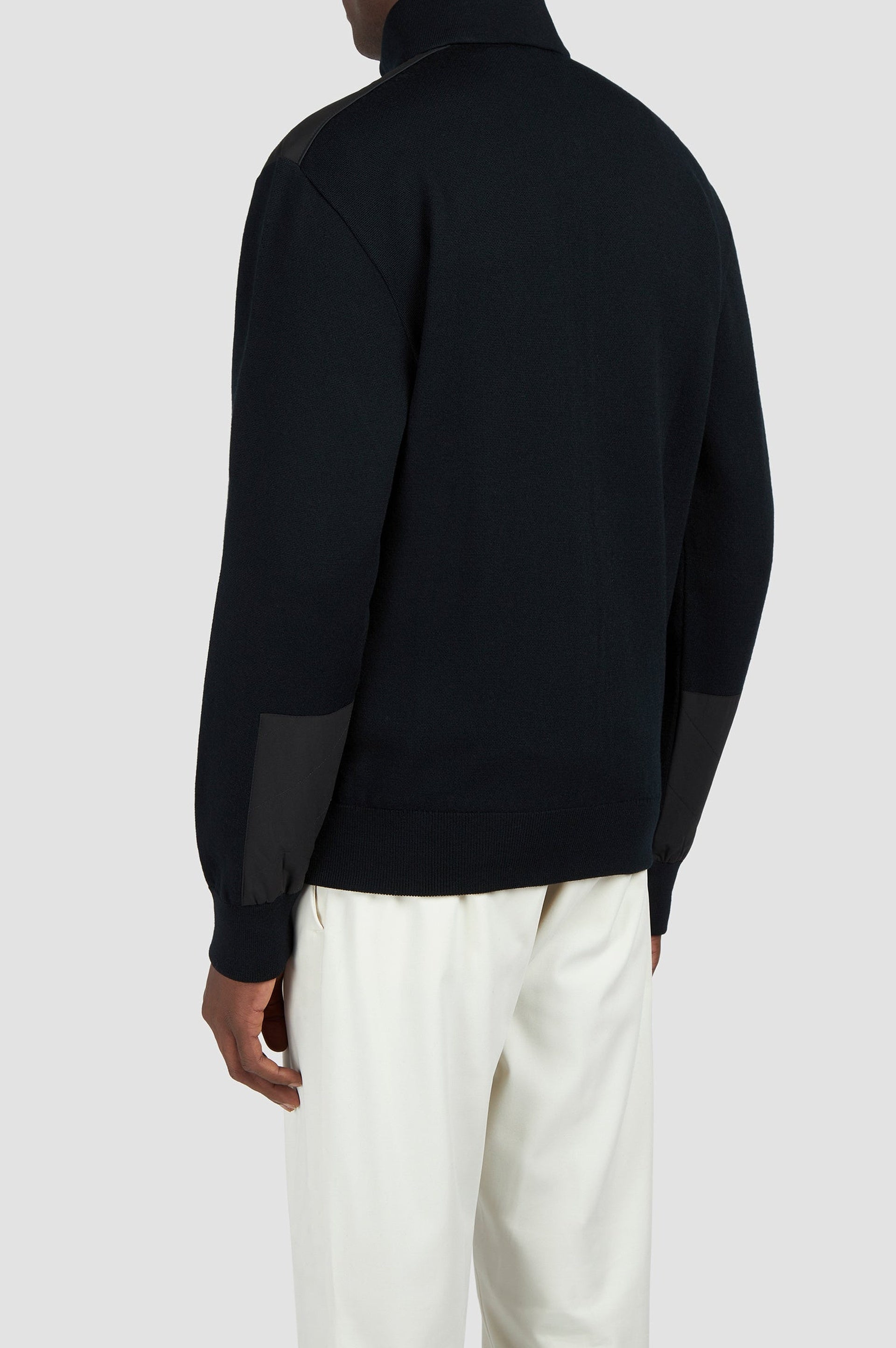 Full-length zipped wool cardigan - Dark blue