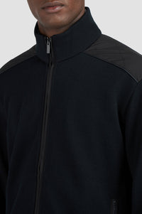 Full-length zipped wool cardigan - Dark blue
