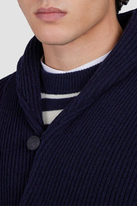 Button-up woollen waistcoat - Blue chequered