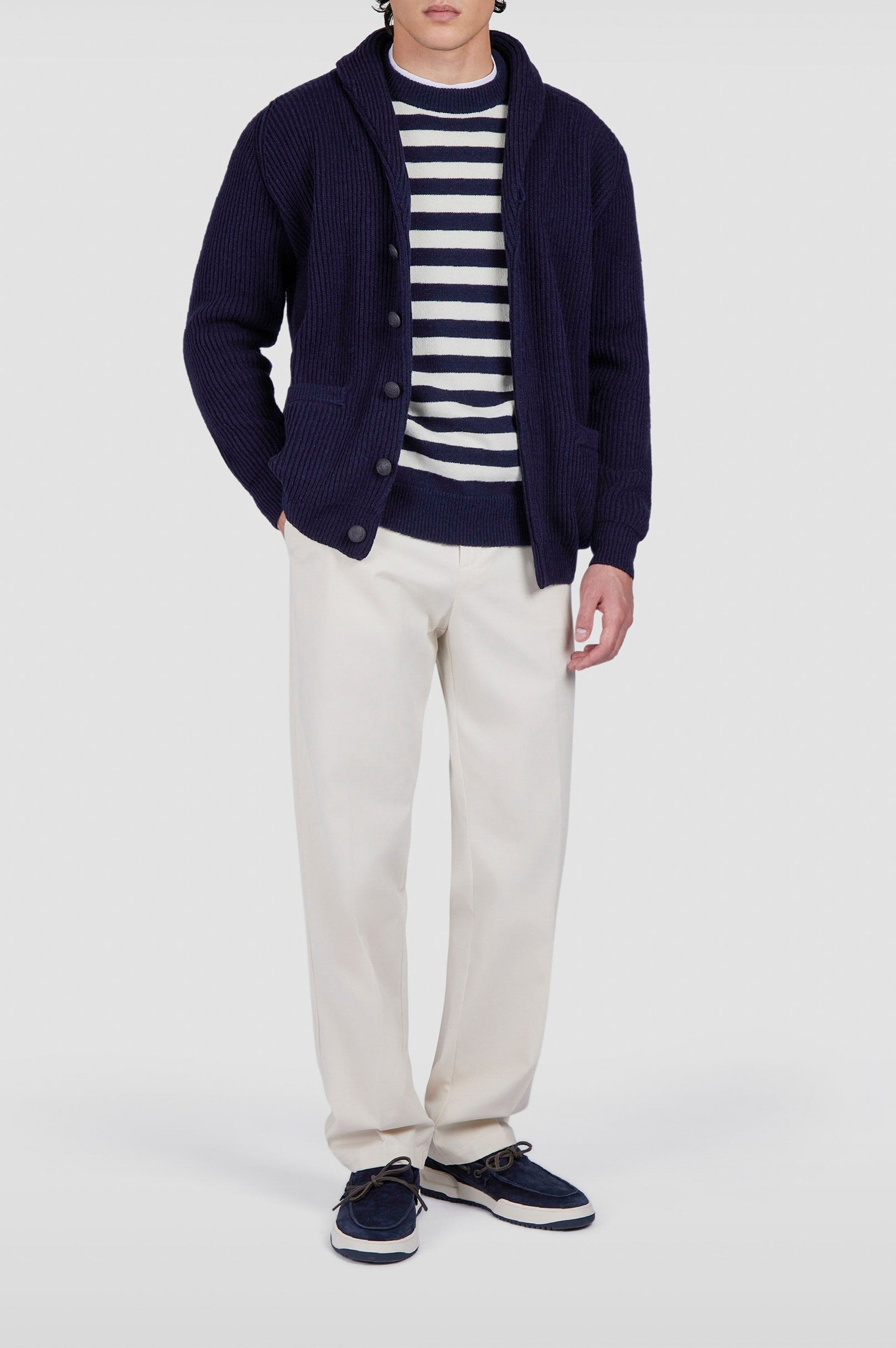 Button-up woollen waistcoat - Blue chequered