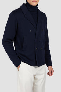 Veste à boutons en laine - Bleu & bleu aviation