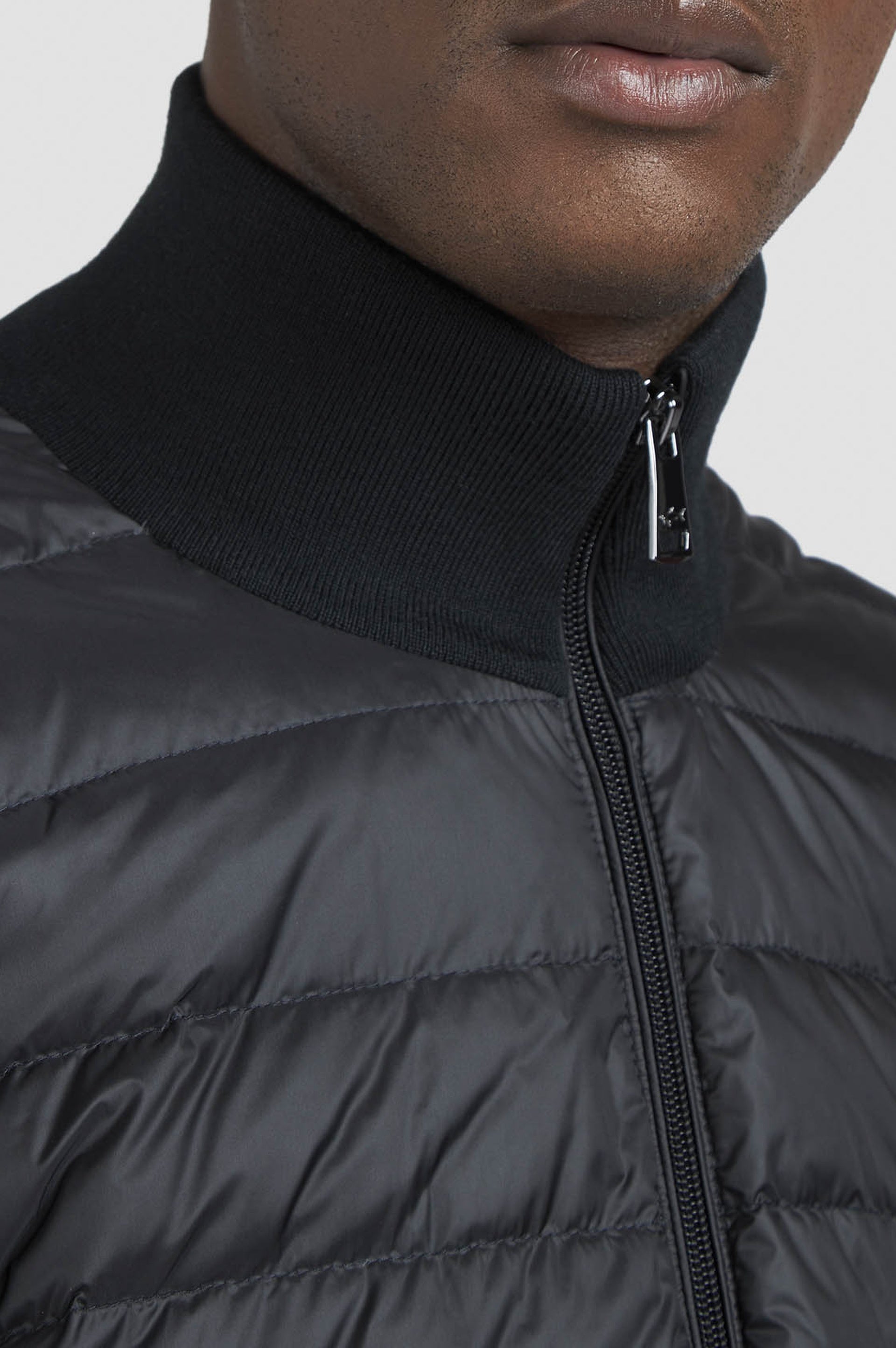 Quilted wool hybrid jacket - Dark blue
