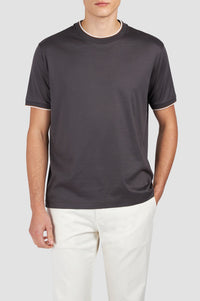 T-shirt à à liséré contrasté - Anthracite