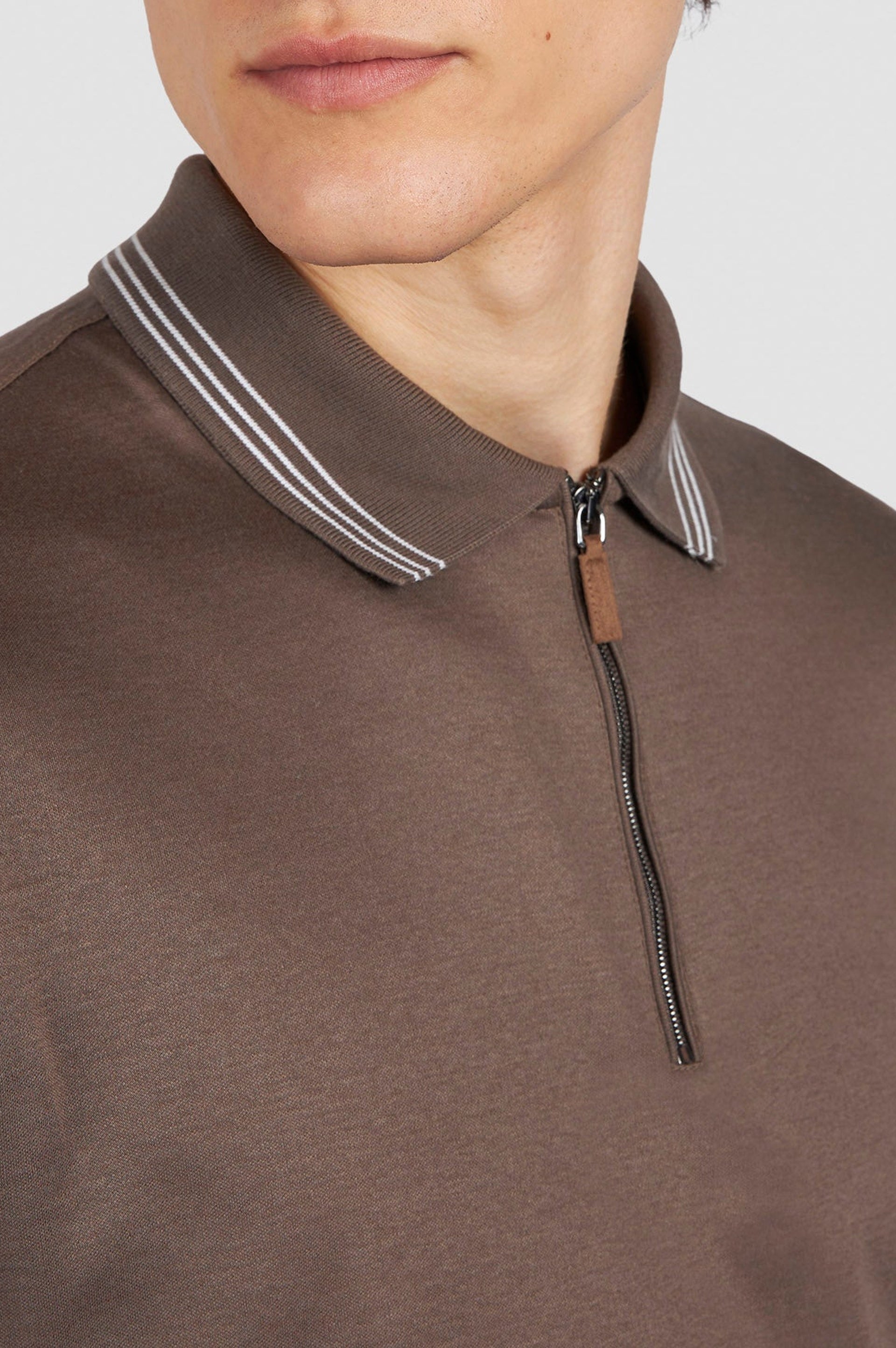 Polo Riviera à zip - Marron clair