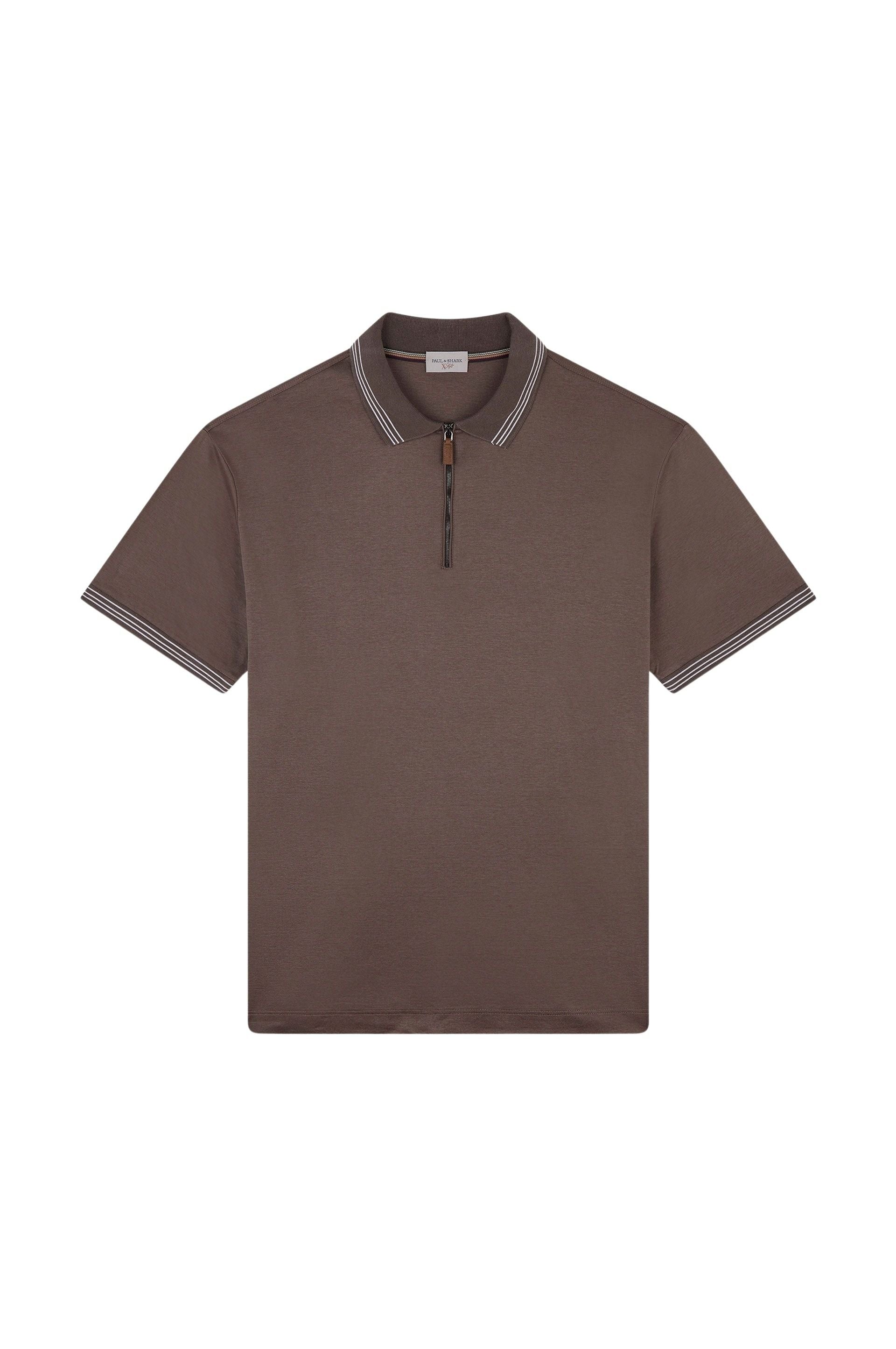 Polo à zip - Marrone Chiaro