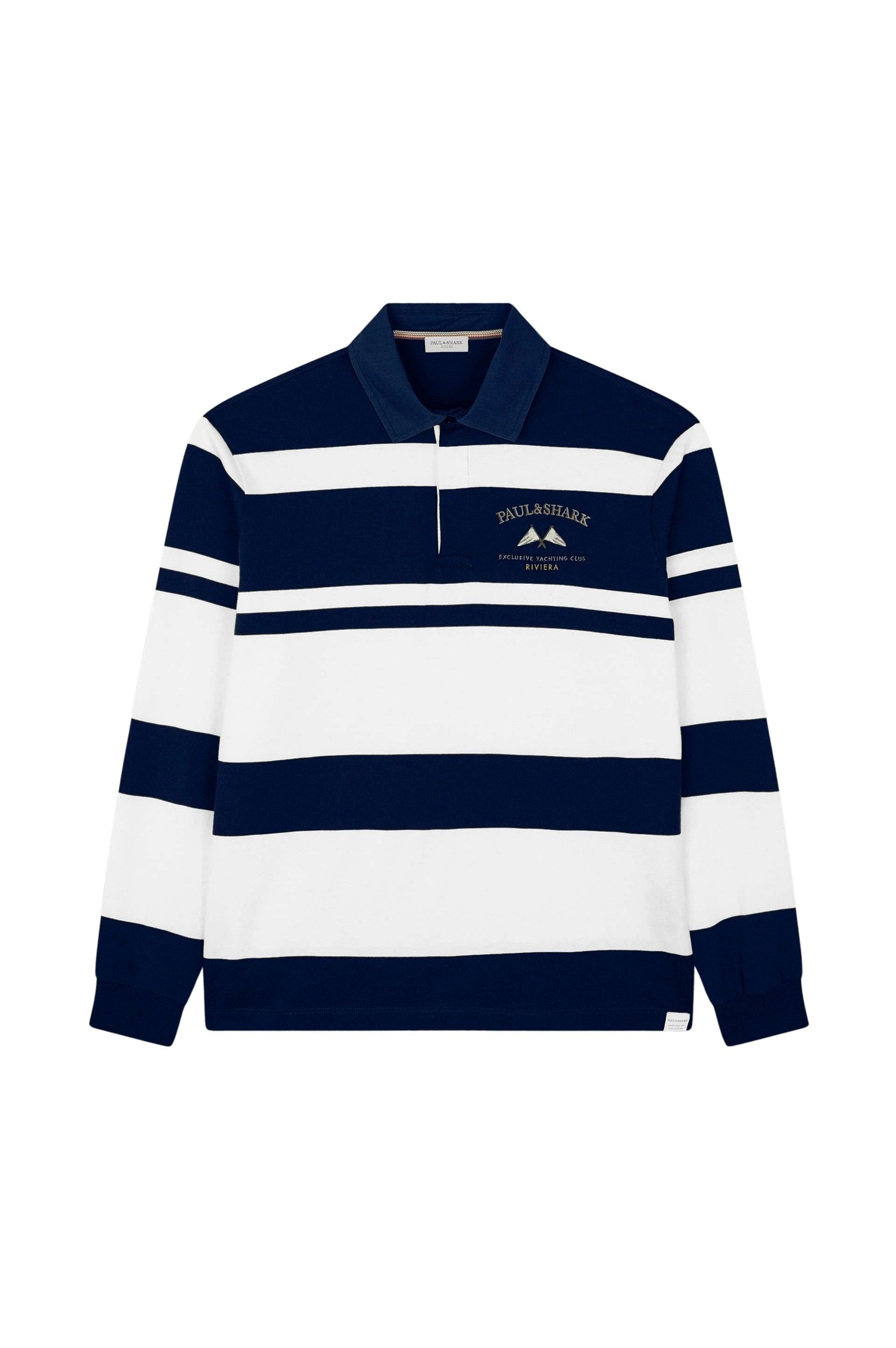 Polo brodé à manches longues - Blu & Bianco