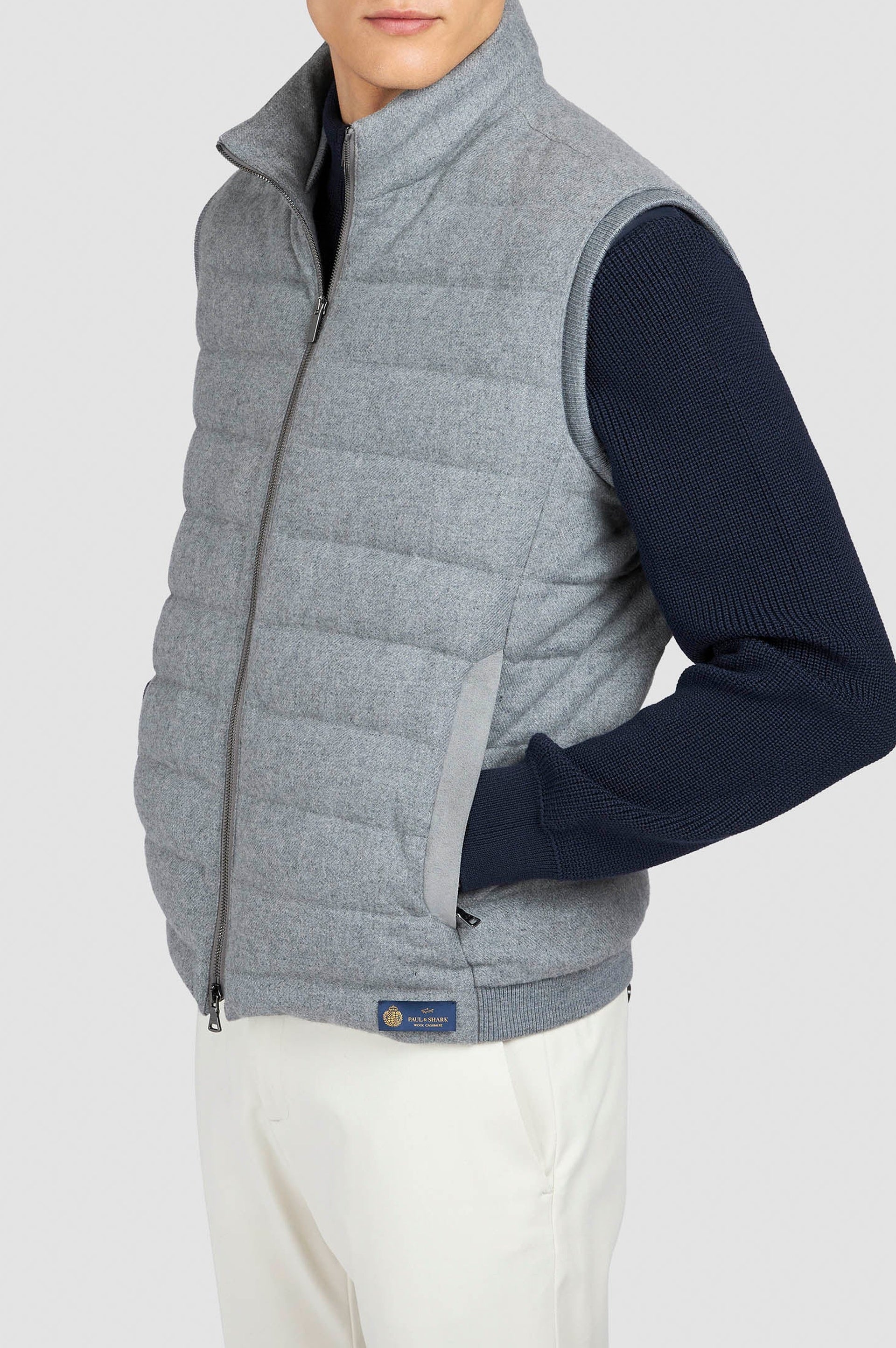 Sleeveless wool and cashmere cardigan - Grey