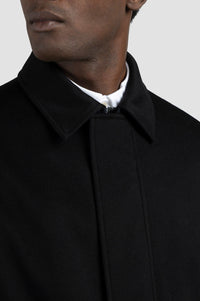 Reversible cashmere coat with shirt collar - Black