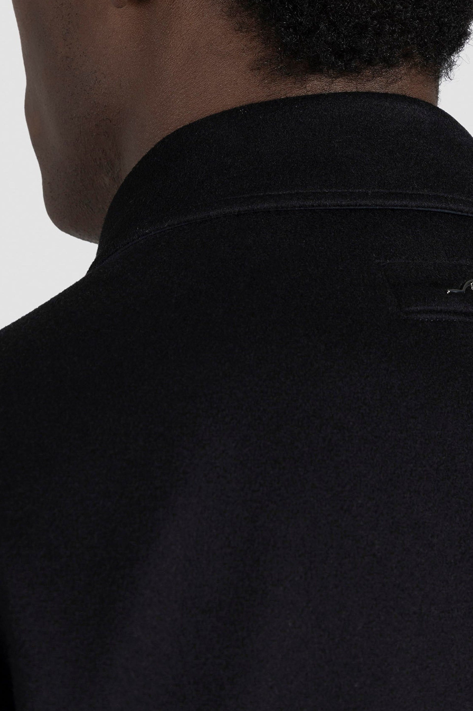 Reversible cashmere coat with shirt collar - Black