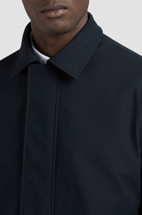 Reversible cashmere coat with shirt collar - Black