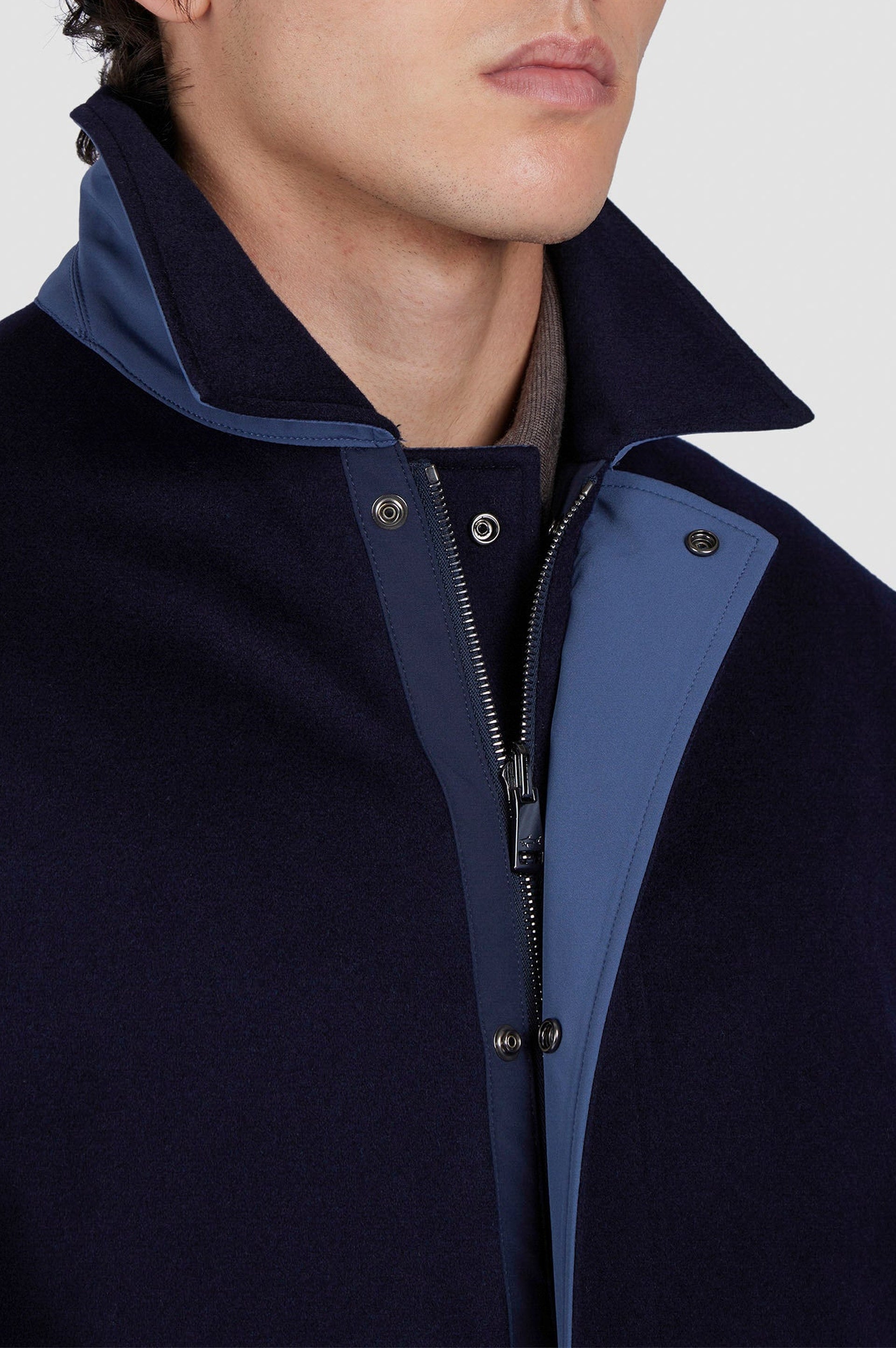 Reversible cashmere coat - Blue & aviation blue