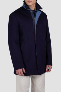 Reversible cashmere coat - Blue & aviation blue