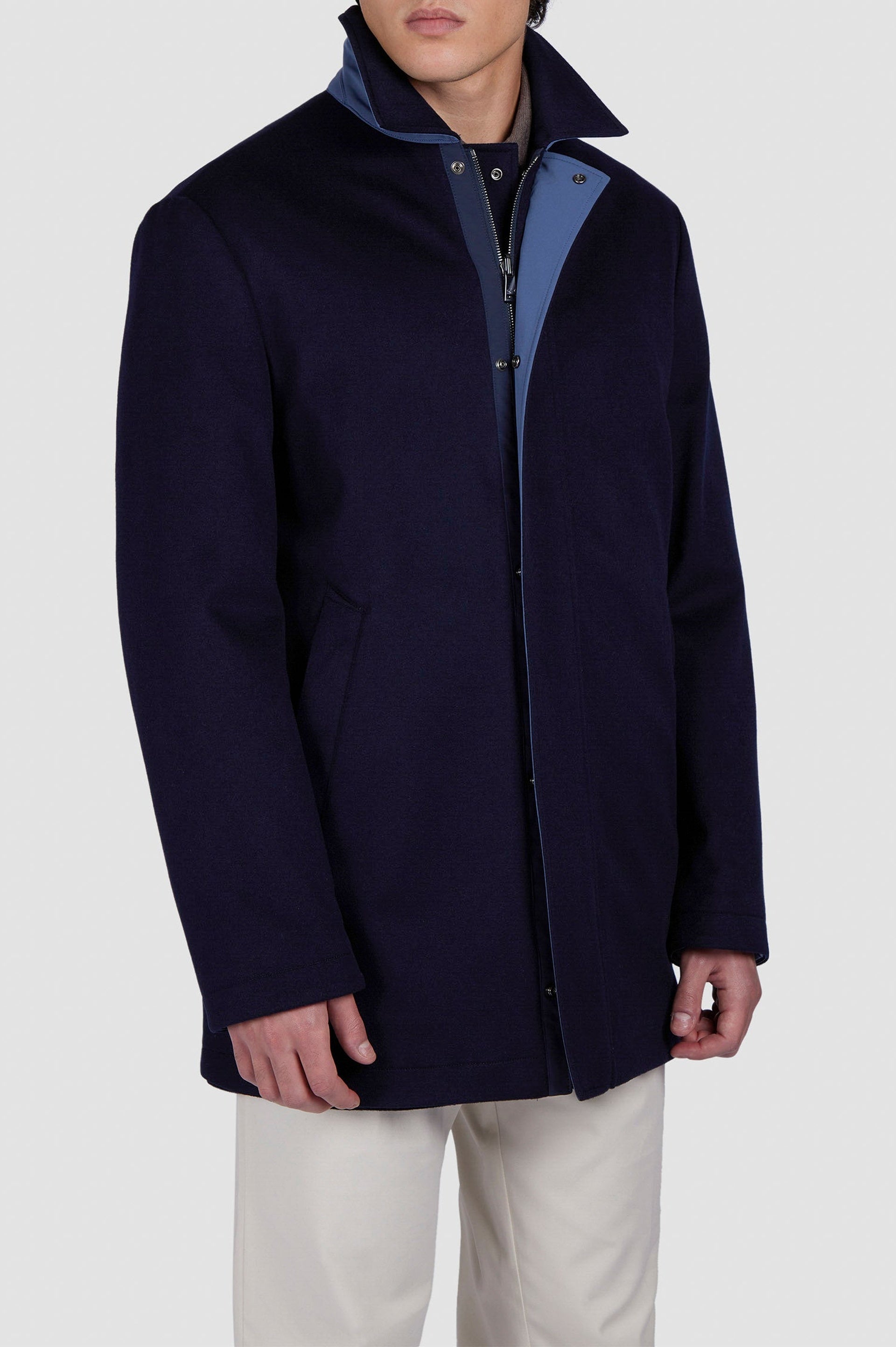 Reversible cashmere coat - Blue & aviation blue