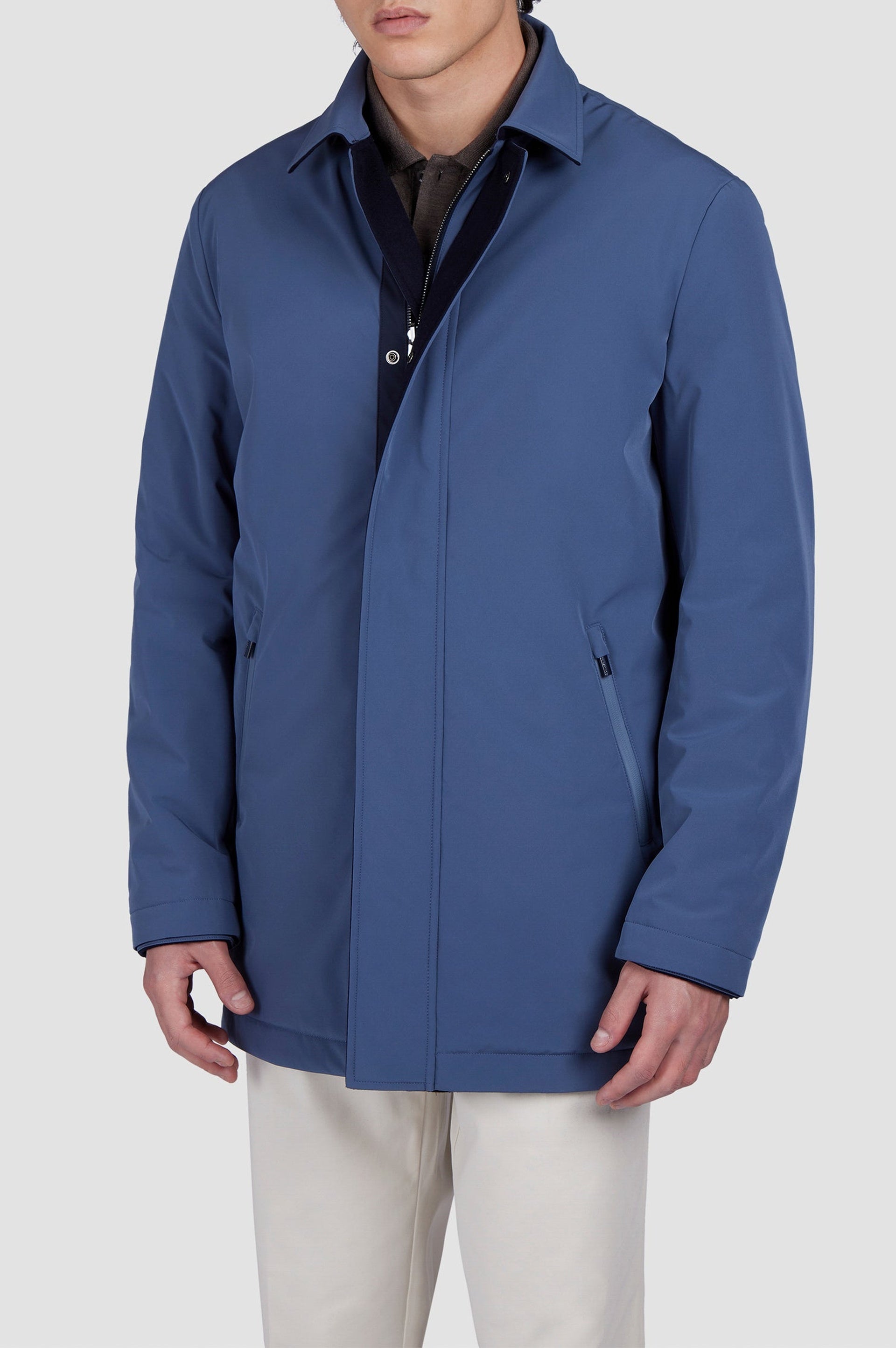 Reversible cashmere coat - Blue & aviation blue