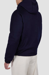 Reversible hooded cashmere coat - Blue & aviation blue