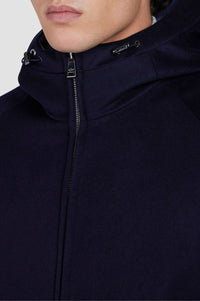 Reversible hooded cashmere coat - Blue & aviation blue