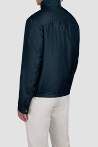 Veste à zip en soie - Bleu damier