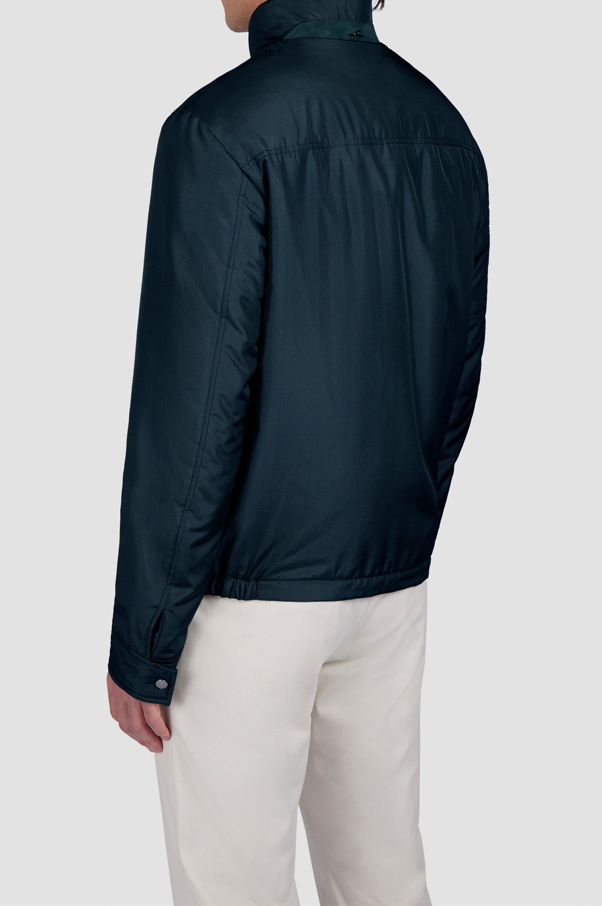 Veste à zip en soie - Bleu damier