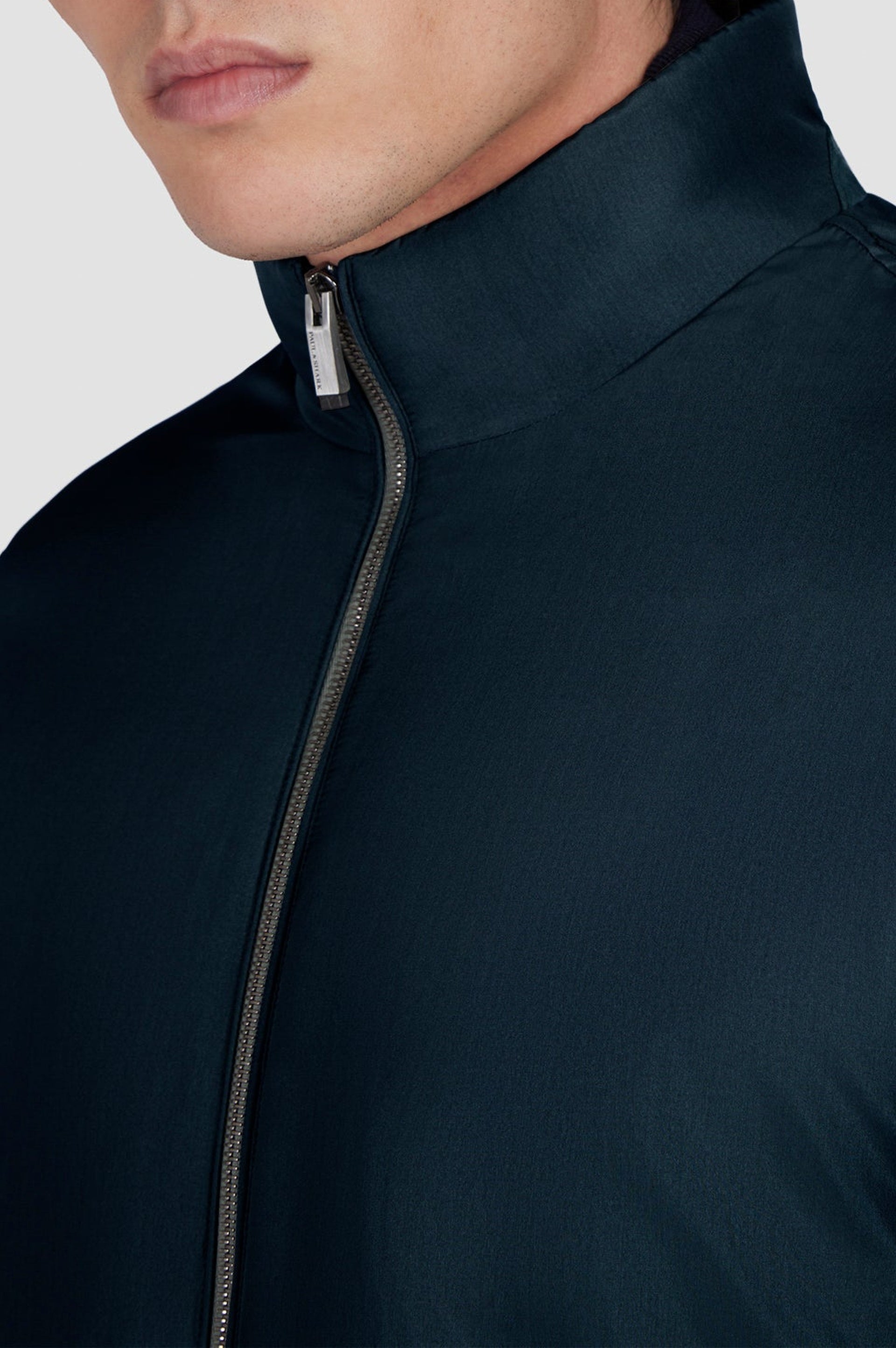 Veste à zip en soie - Bleu damier
