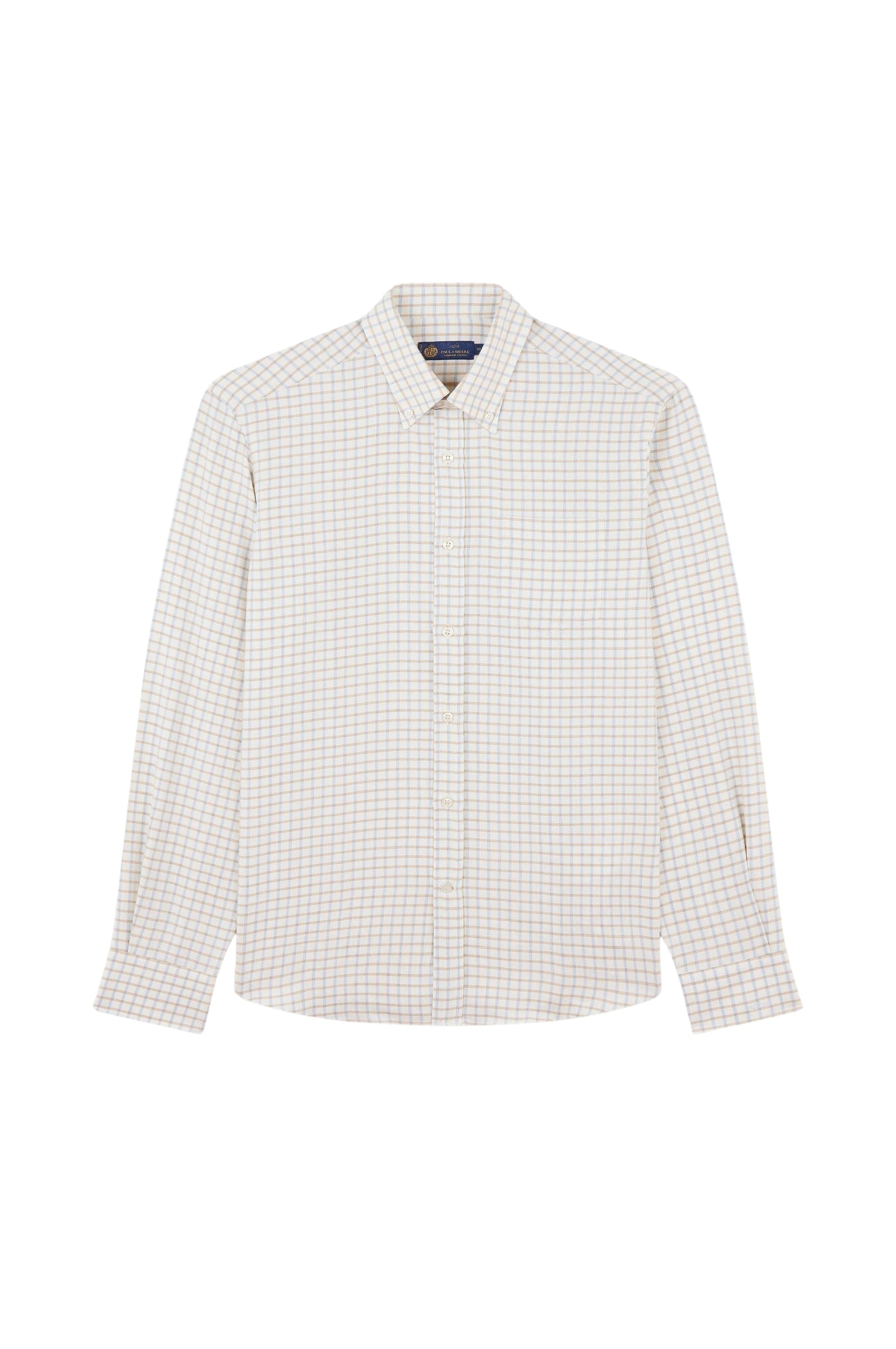Chemise à carreaux en soie mélangée - Crème