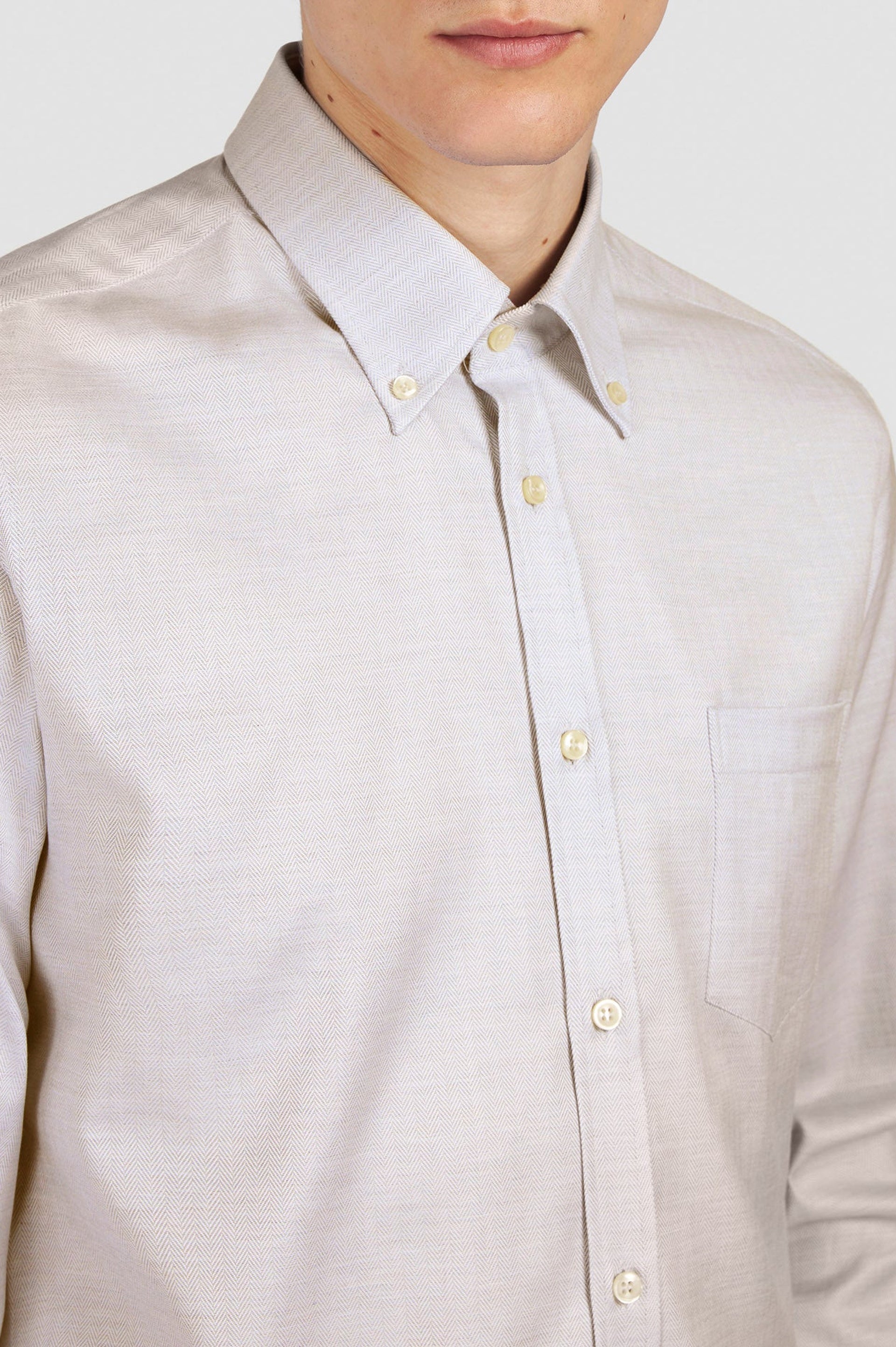 Chemise à poche - Beige Chevrons