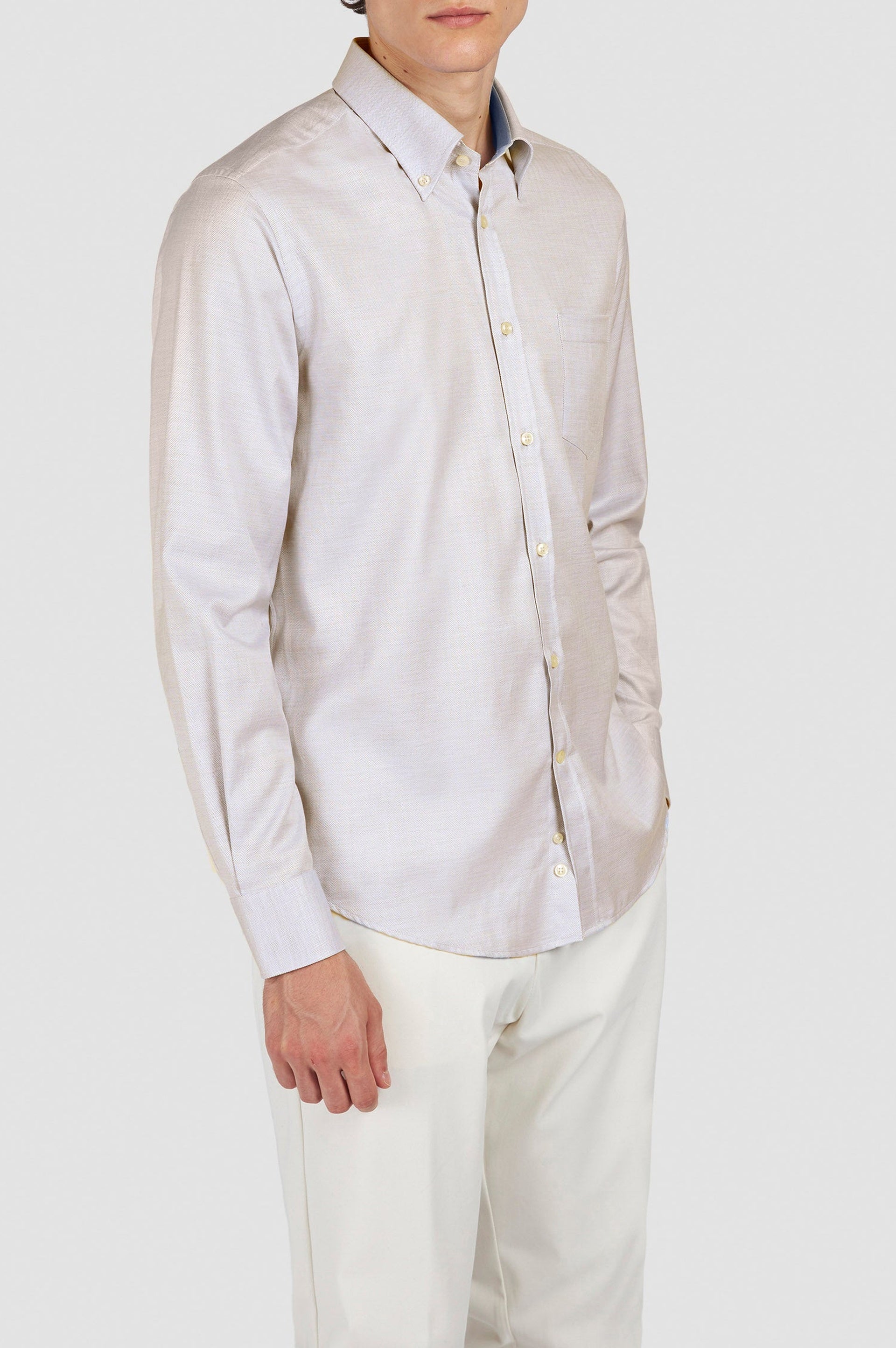 Chemise à poche - Beige Chevrons