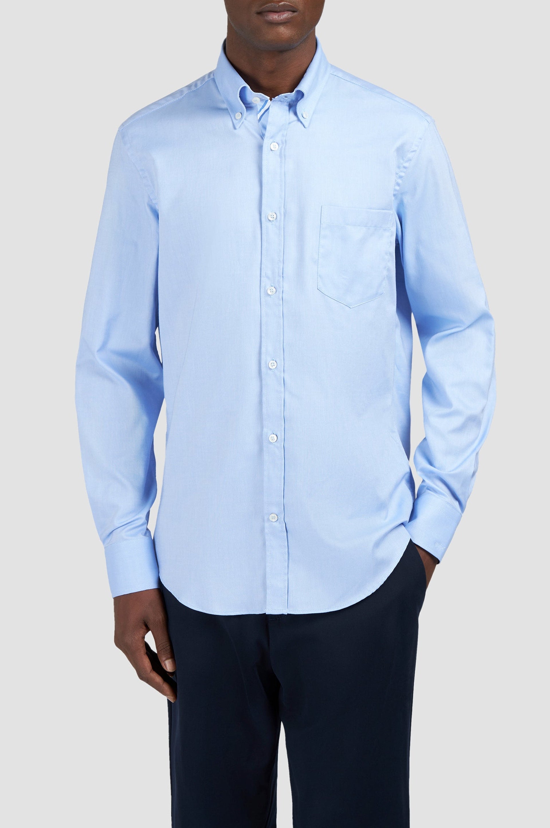 Chemise à boutons et poche - Bleu clair