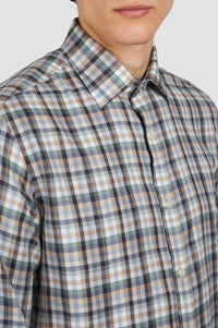 Chemise à carreaux et manches longues - Tartan Crème Foncé
