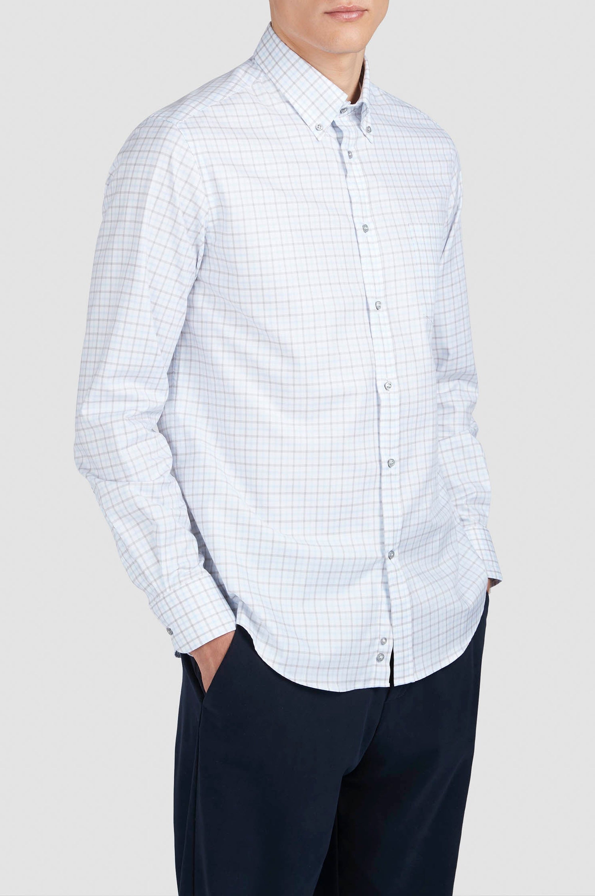 Chemise à manches courtes - Blanc & Bleu clair