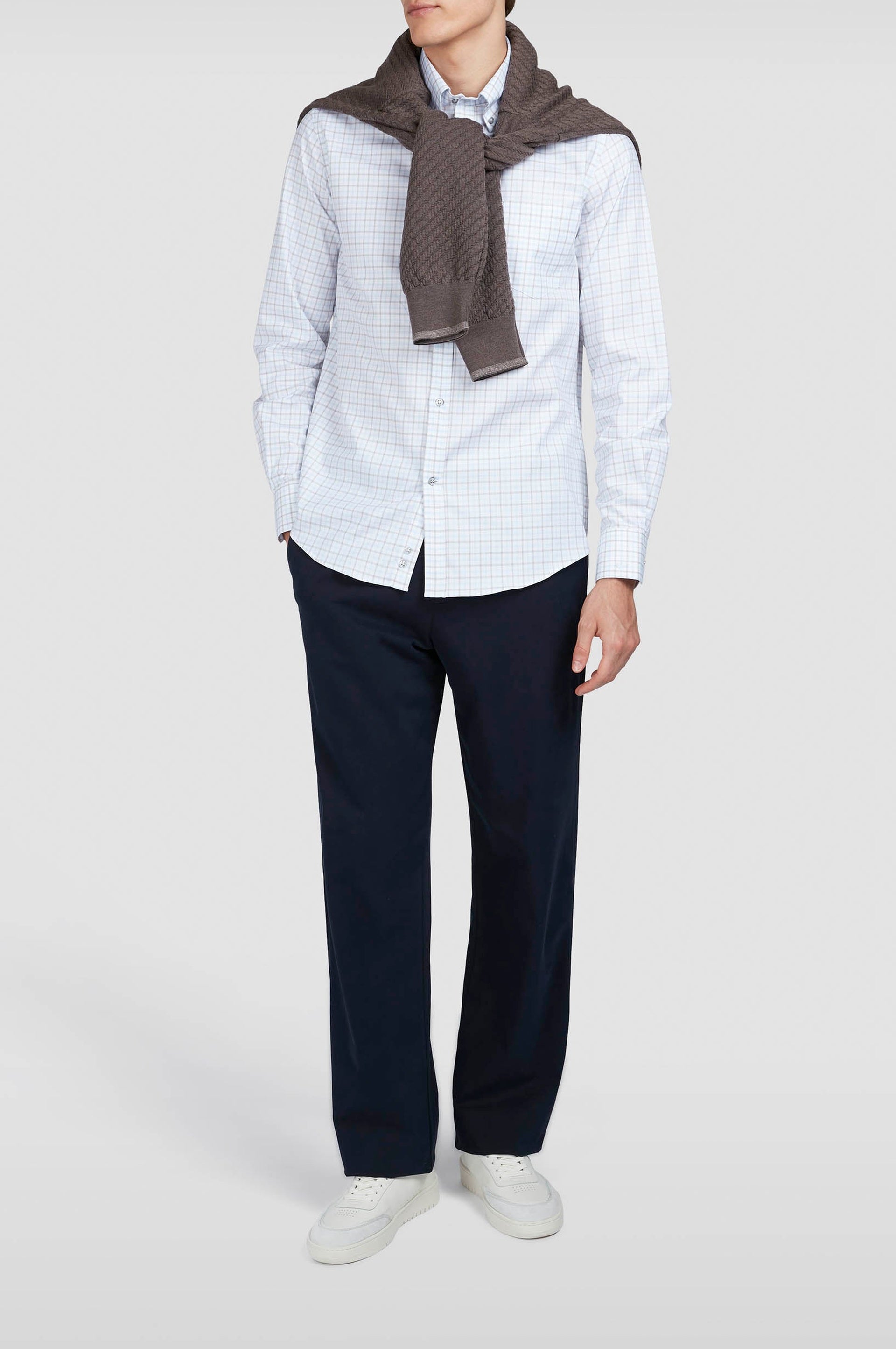 Chemise à manches courtes - Blanc & Bleu clair