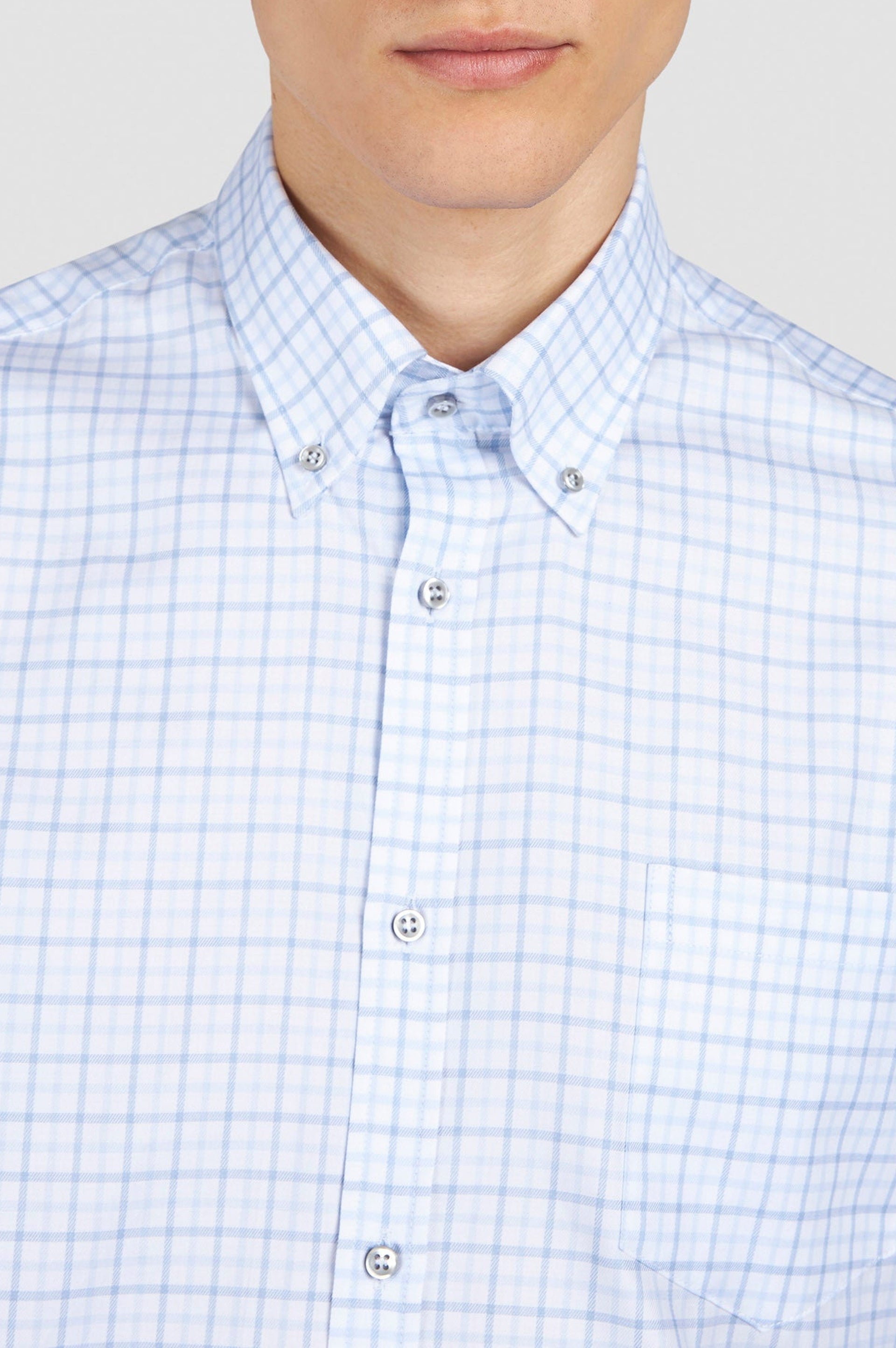Chemise à carreaux et manches longues - Blanc à carreaux