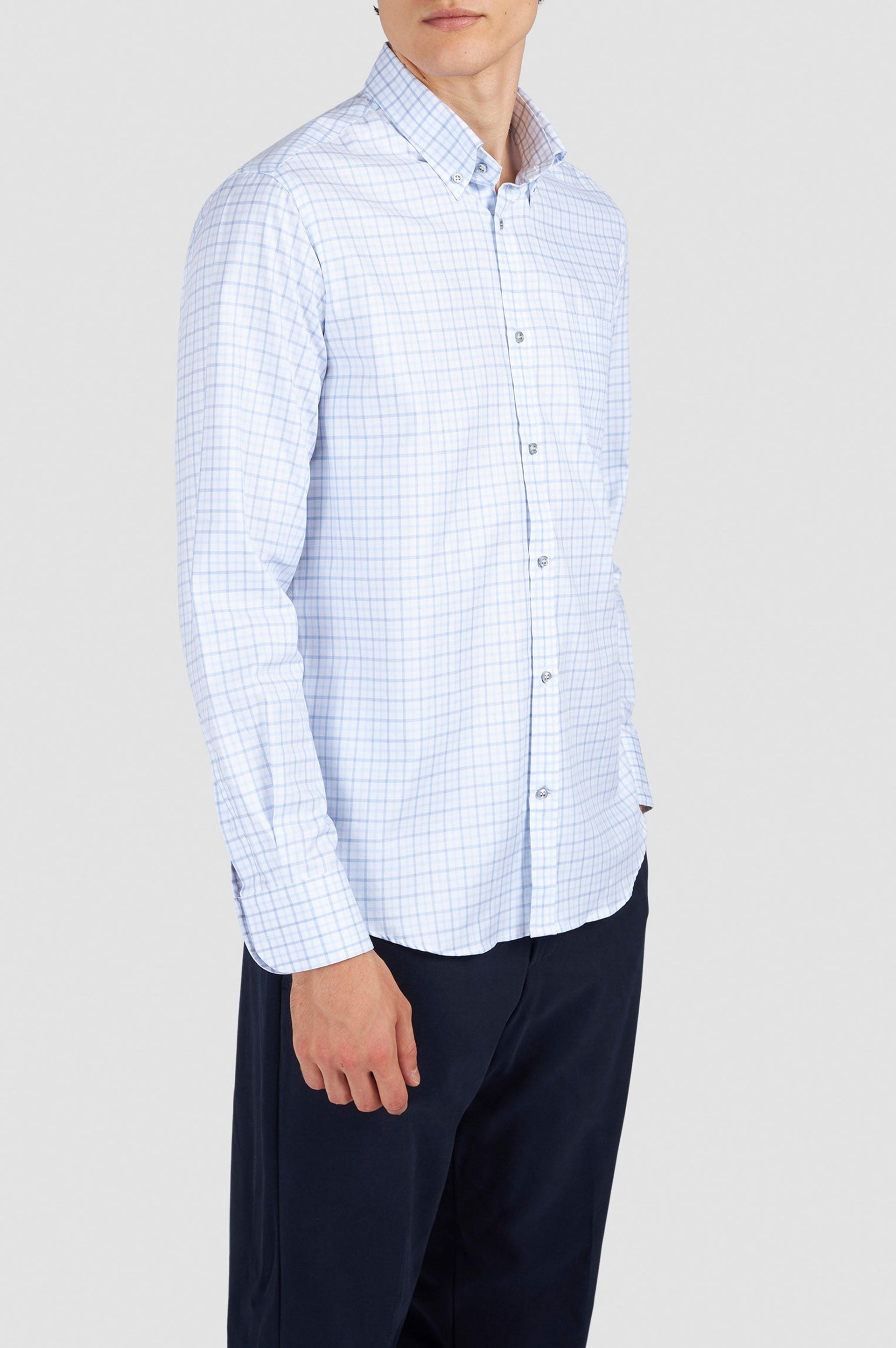 Chemise à carreaux et manches longues - Blanc à carreaux