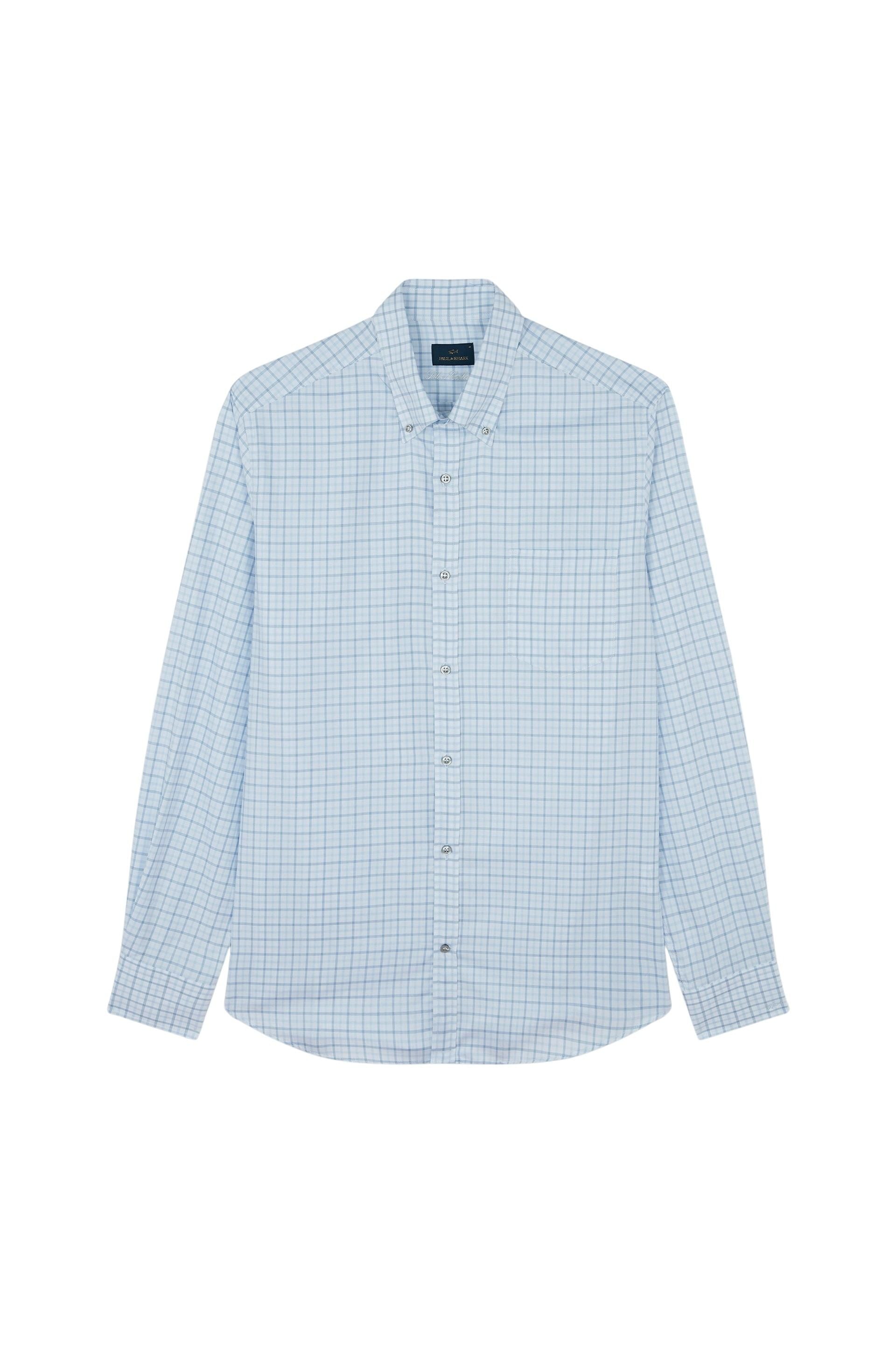 Chemise à carreaux et manches longues - Bianco Quadri Avio Azzurro