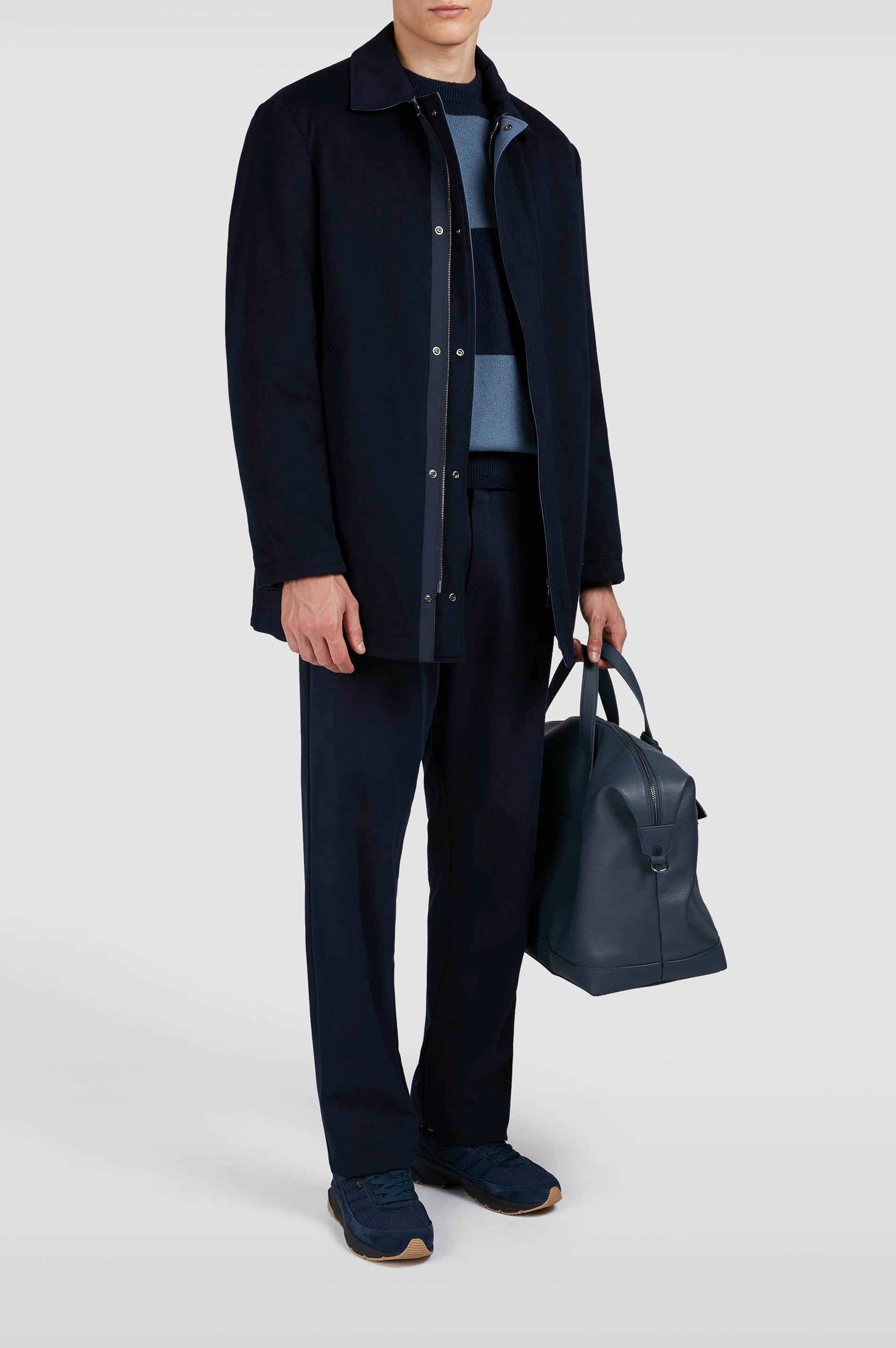 Straight-leg button-up trousers - Dark blue