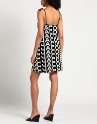 Robe courte Monorgram à bretelles fines - Black & Ivory