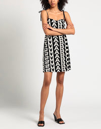 Robe courte Monorgram à bretelles fines - Black & Ivory