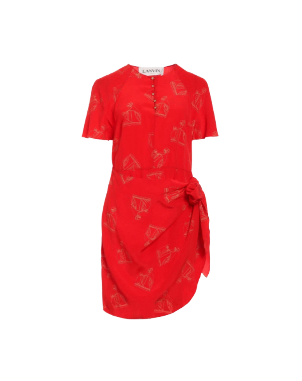 Robe courte boutonnée en soie - Rubis