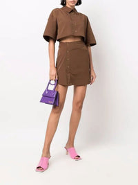 Robe courte Arles boutonnée - Brown