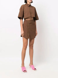 Robe courte Arles boutonnée - Brown