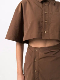 Robe courte Arles boutonnée - Brown