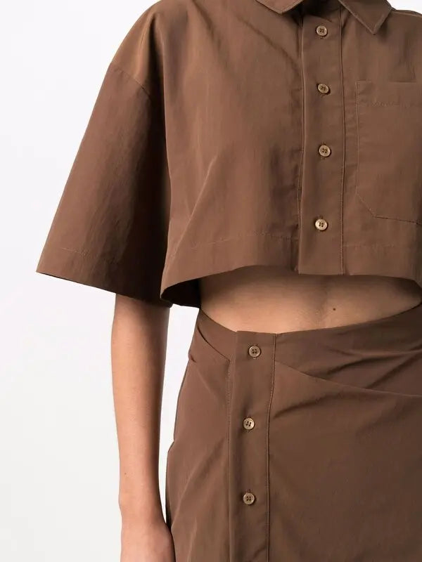 Robe courte Arles boutonnée - Brown